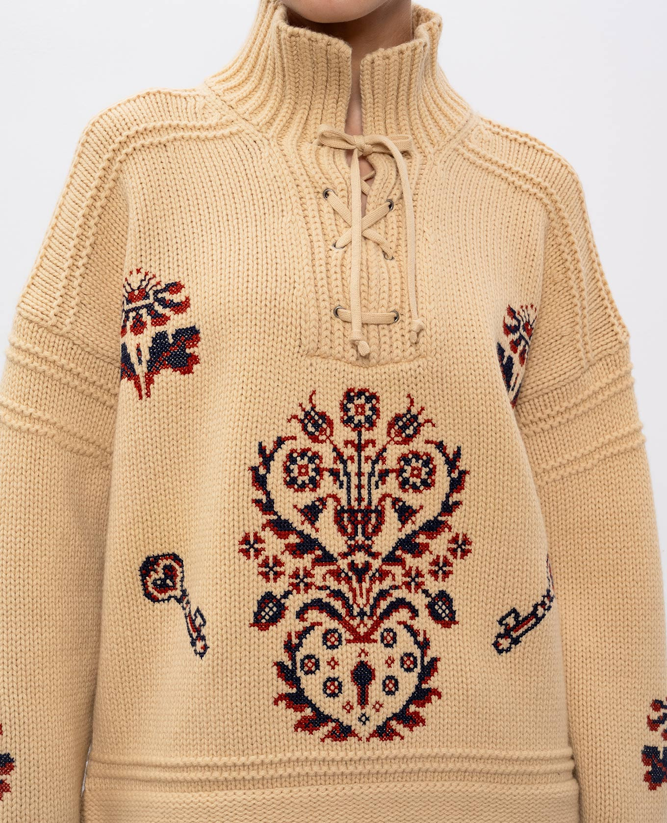 Beige wool and cashmere sweater with embroidery Etro 5