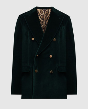 Dolce&Gabbana Sicilia green double-breasted velvet jacket G2TV8TFUVKR