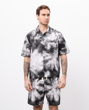 Palm Angels Gray shirt with palm tree print PMGG005S25FAB003