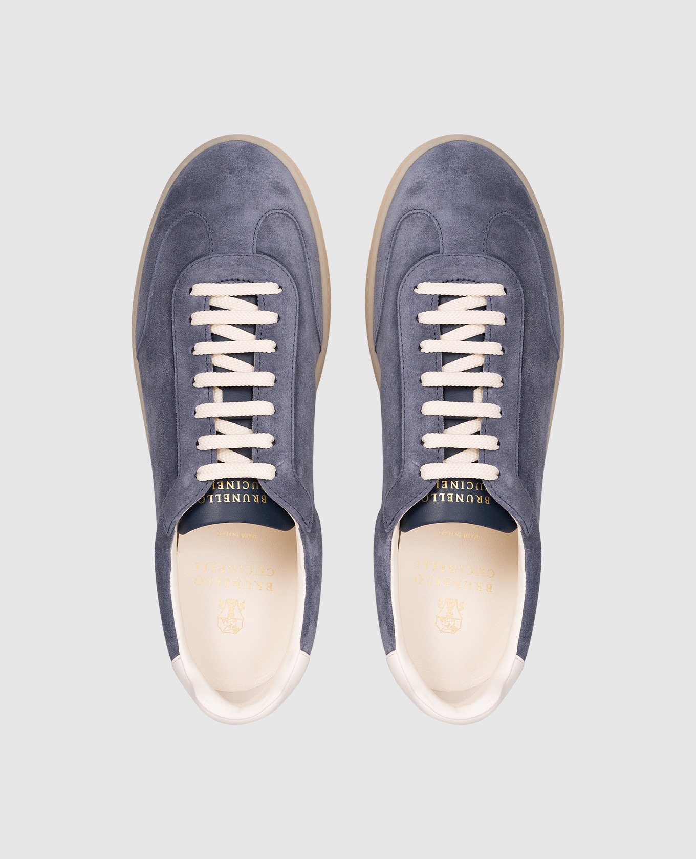 

Blue suede sneakers with logo Brunello Cucinelli