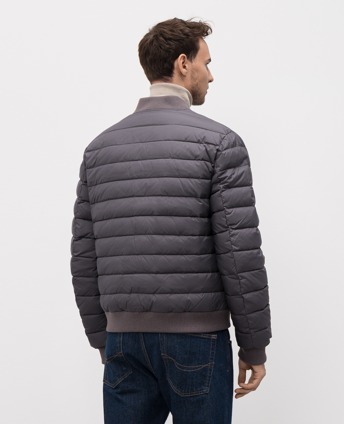 

Grey down bomber jacket with logo patch Be Florence