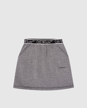 Off-White Children's gray lurex skirt with logo pattern OGCK001F24FLE001