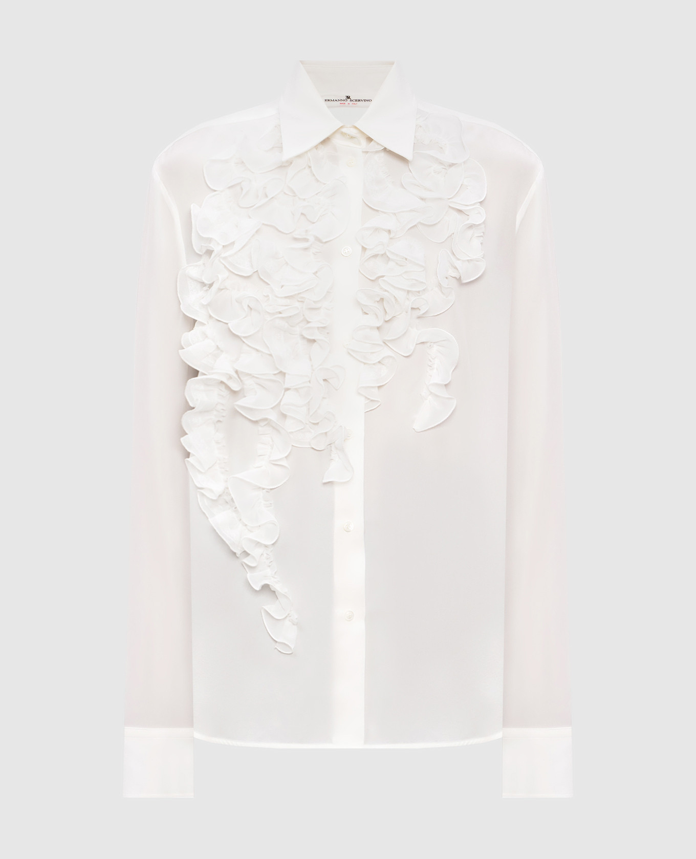 

White silk blouse with ruffles Ermanno Scervino