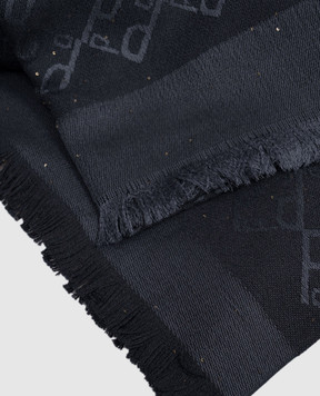 Peserico Gray scarf with patterned wool S31524C0CC656