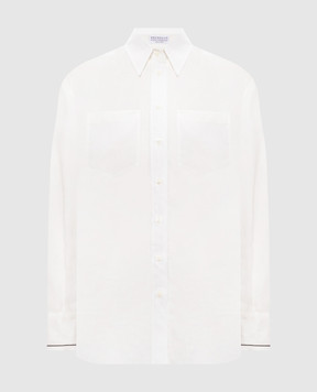 Brunello Cucinelli White linen shirt with monil chain MM633RD646