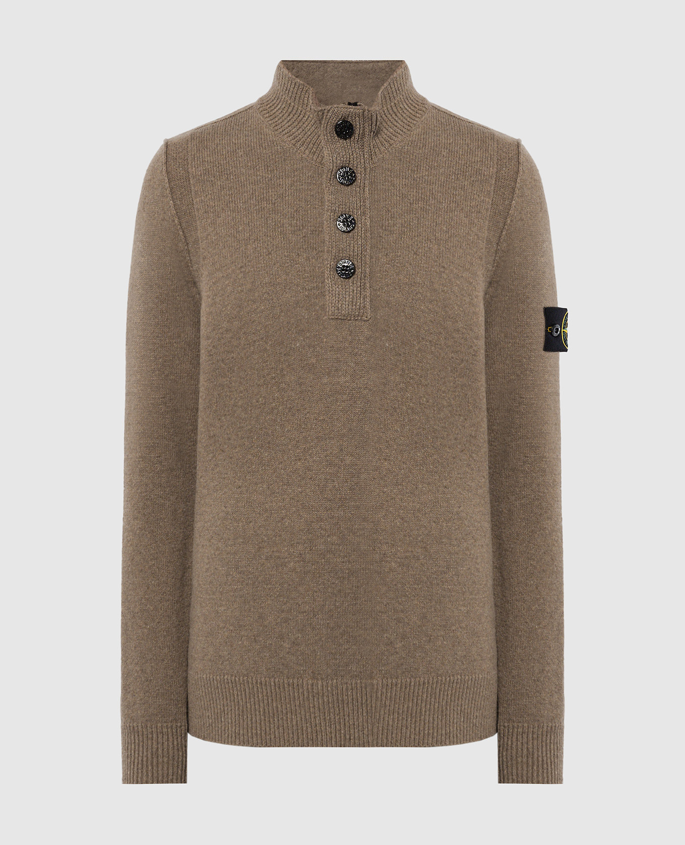 

Brown wool sweater with logo patch Stone Island