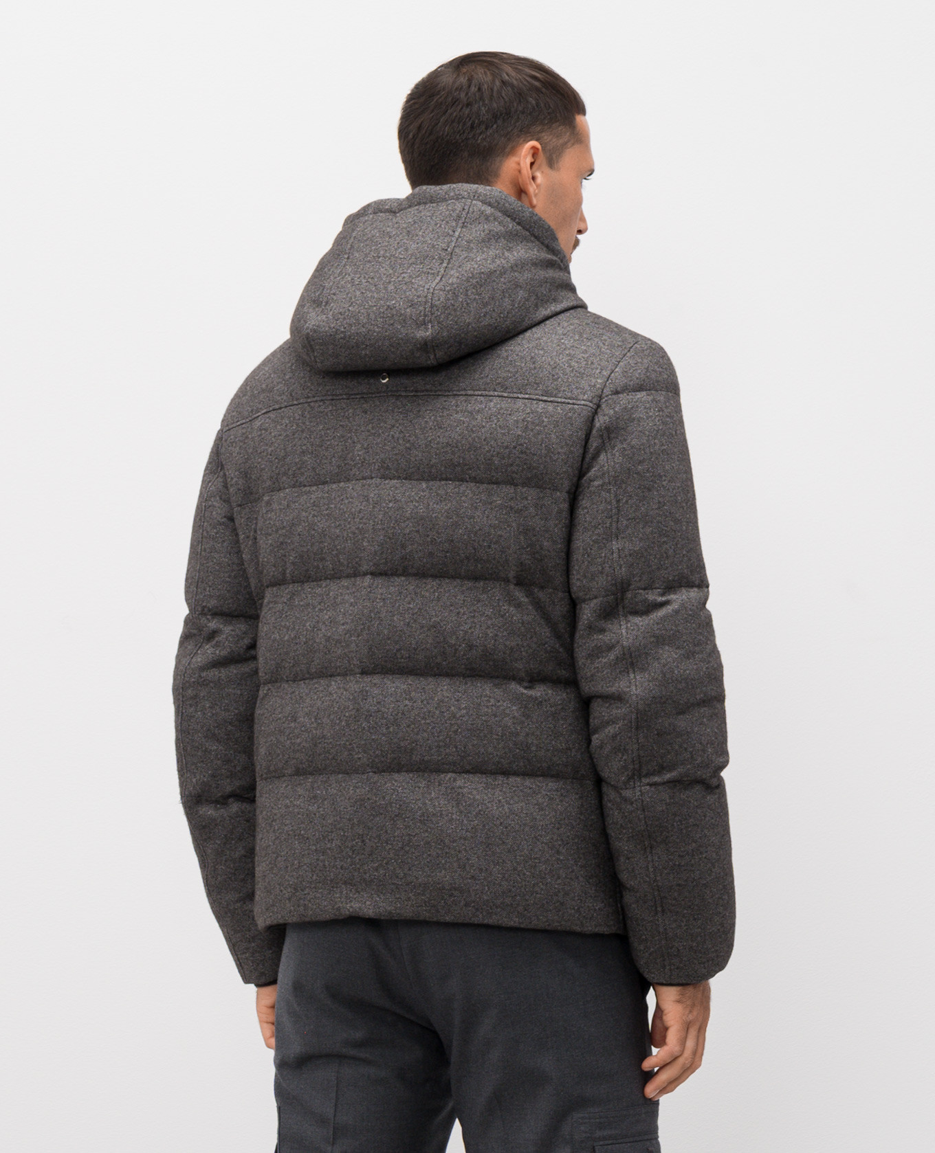 Grey silk and cashmere down jacket with monogram Stefano Ricci 4