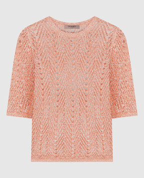 Twinset Orange openwork jumper with lurex 241TT3133