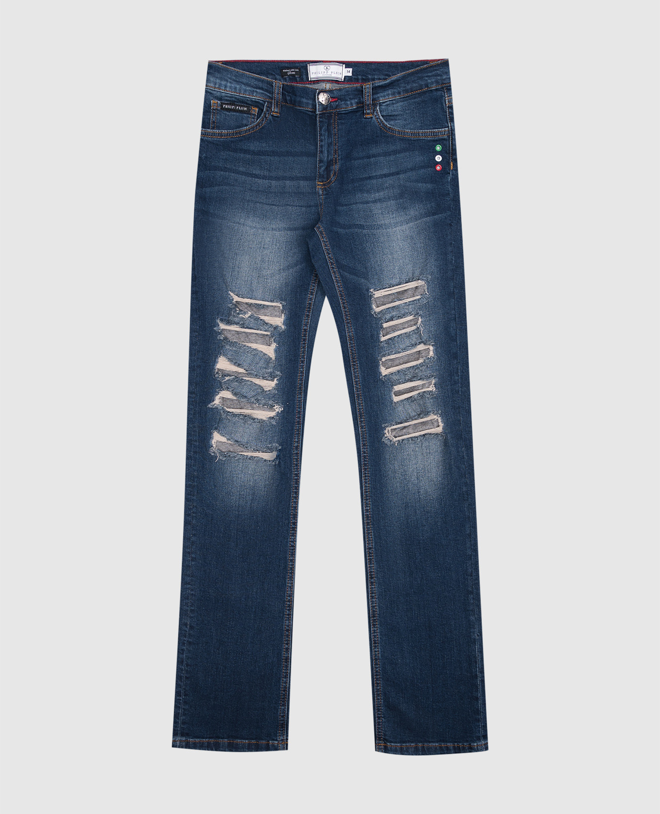 Children&#39;s blue jeans with logo embroidery Philipp Plein