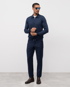 Bertolo Cashmere Blue wool and silk polo shirt 902473002514