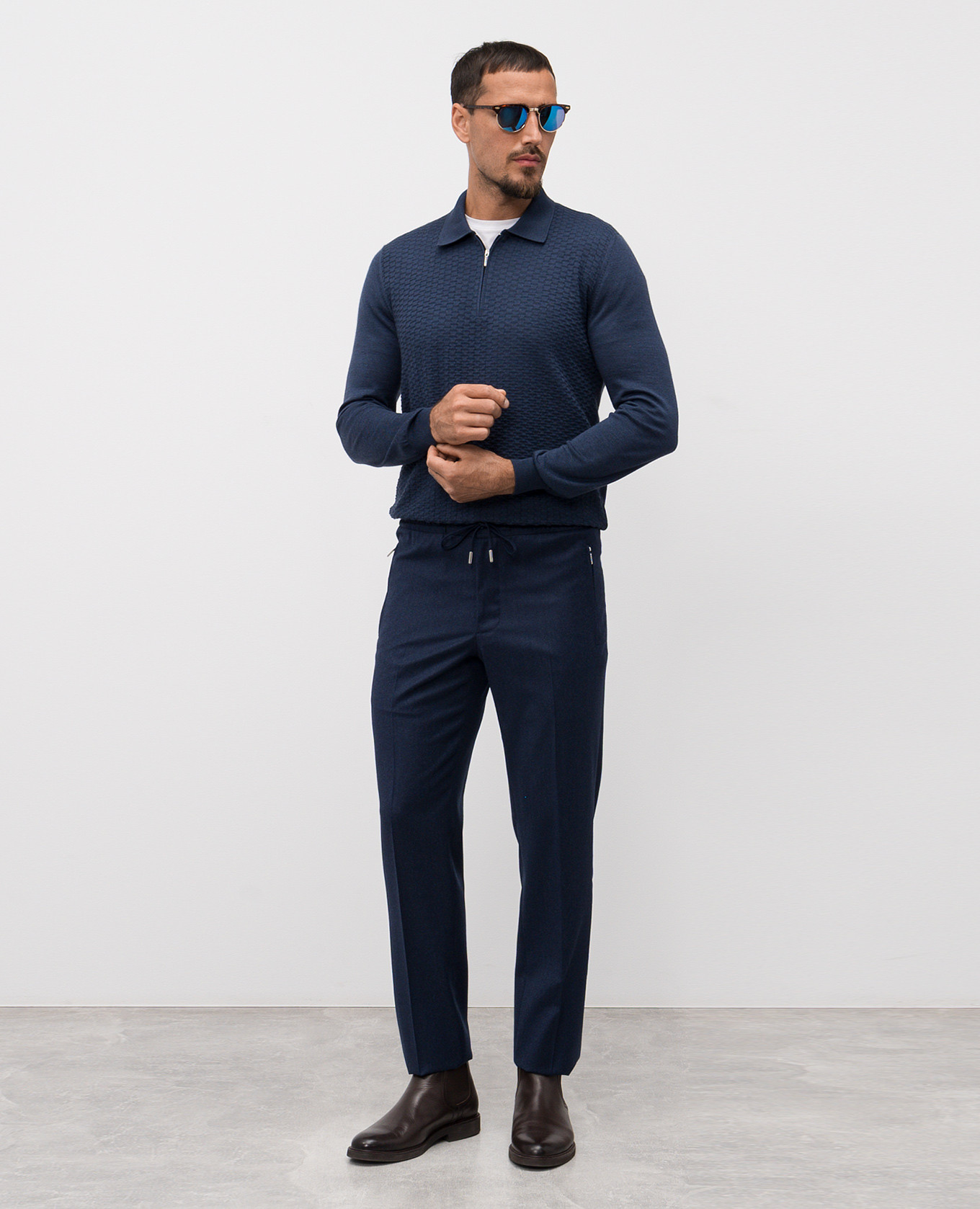 

Blue wool and silk polo shirt Bertolo Cashmere