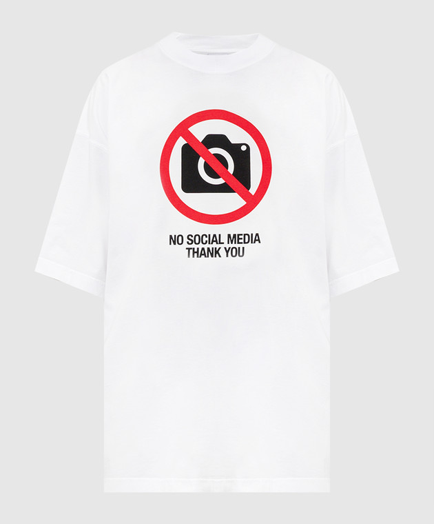 Vetements - White t-shirt with No social media print UA65TR120WM