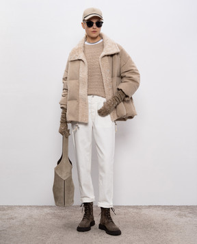 Brunello Cucinelli Beige sweater with sequins MDV754000P