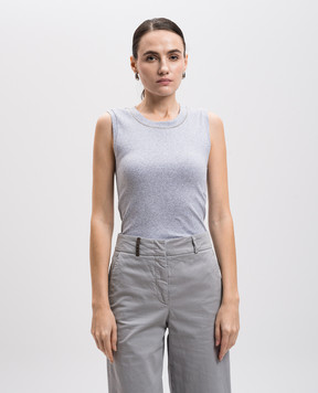 Peserico Gray ribbed top with monil chain S08700J005669