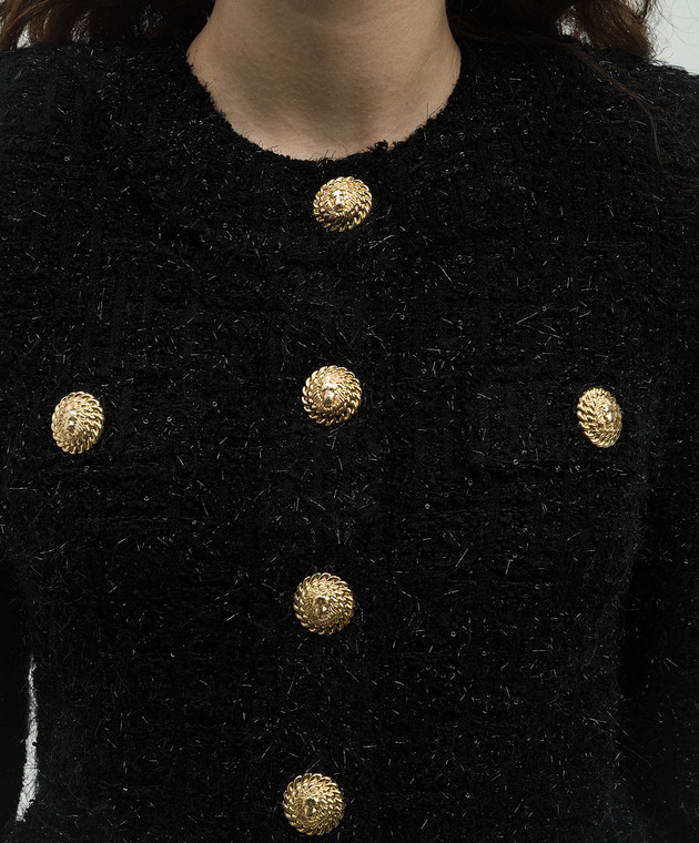 ジャケット BALMAIN BUTTONED MAZE TWEED JACKET (DF1SK249KG43 0PA NOIR) Buttons tweed jacket - Women | BALMAIN
