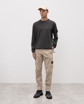 Stone Island Beige cargo pants with logo patch K2S153100032S0010
