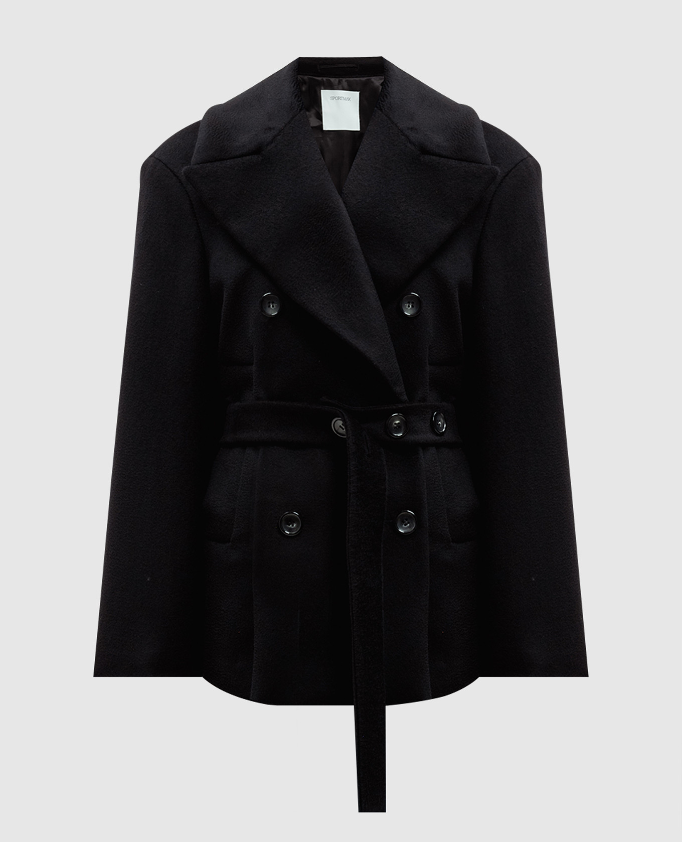 Black orchis double-breasted short coat made of wool max mara sportmax