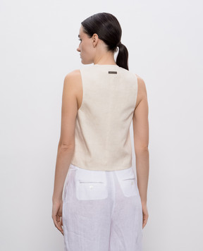 Peserico Beige linen vest E03019A2600