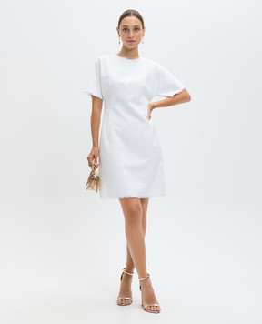 Dolce&Gabbana White tweed mini dress with linen F6JJGTHUMT9