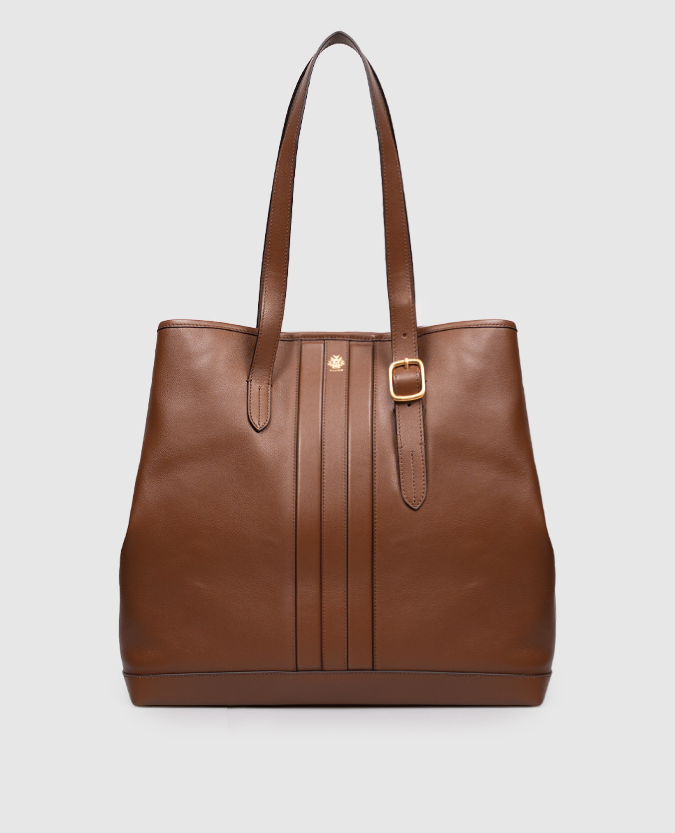 

Brown leather tote bag with logo Bally