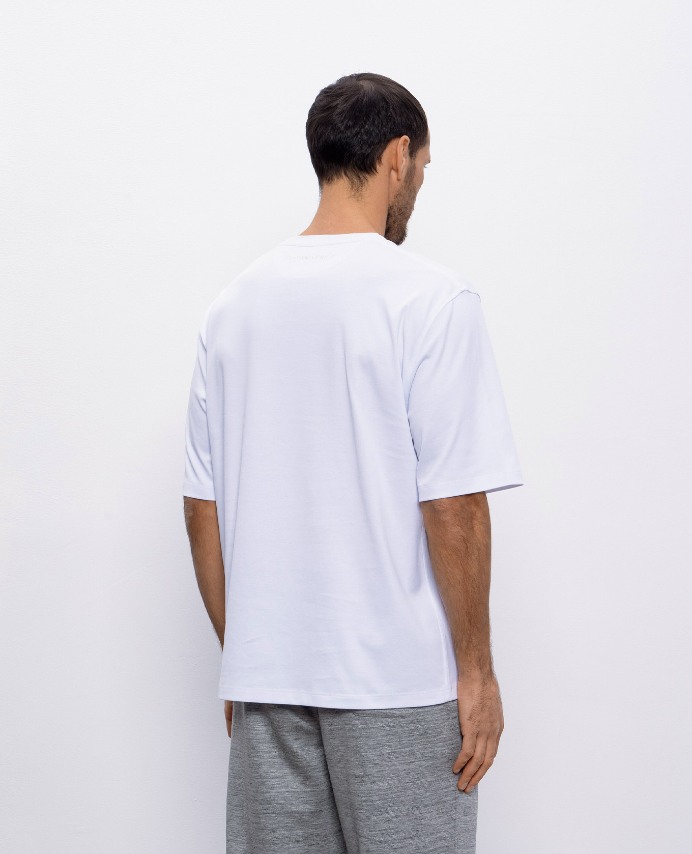 

White T-shirt with logo embroidery Stefano Ricci