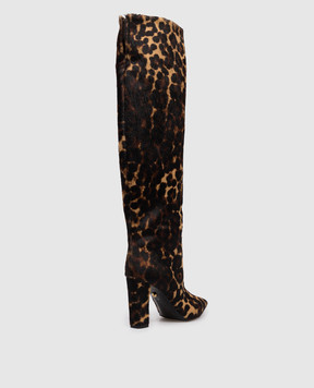 Babe Pay Pls Brown leather boots with animal print 0631911M