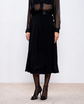 Dolce&Gabbana Black pleated silk skirt F4CW9TFU1AR