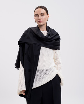 Saint Laurent Black CASSANDRE wool stole 7194283Y210