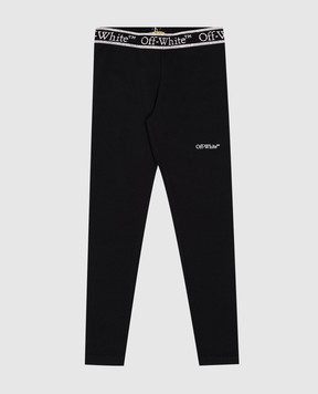 Off-White Children's black leggings with a logo pattern OGCD003F24JER001