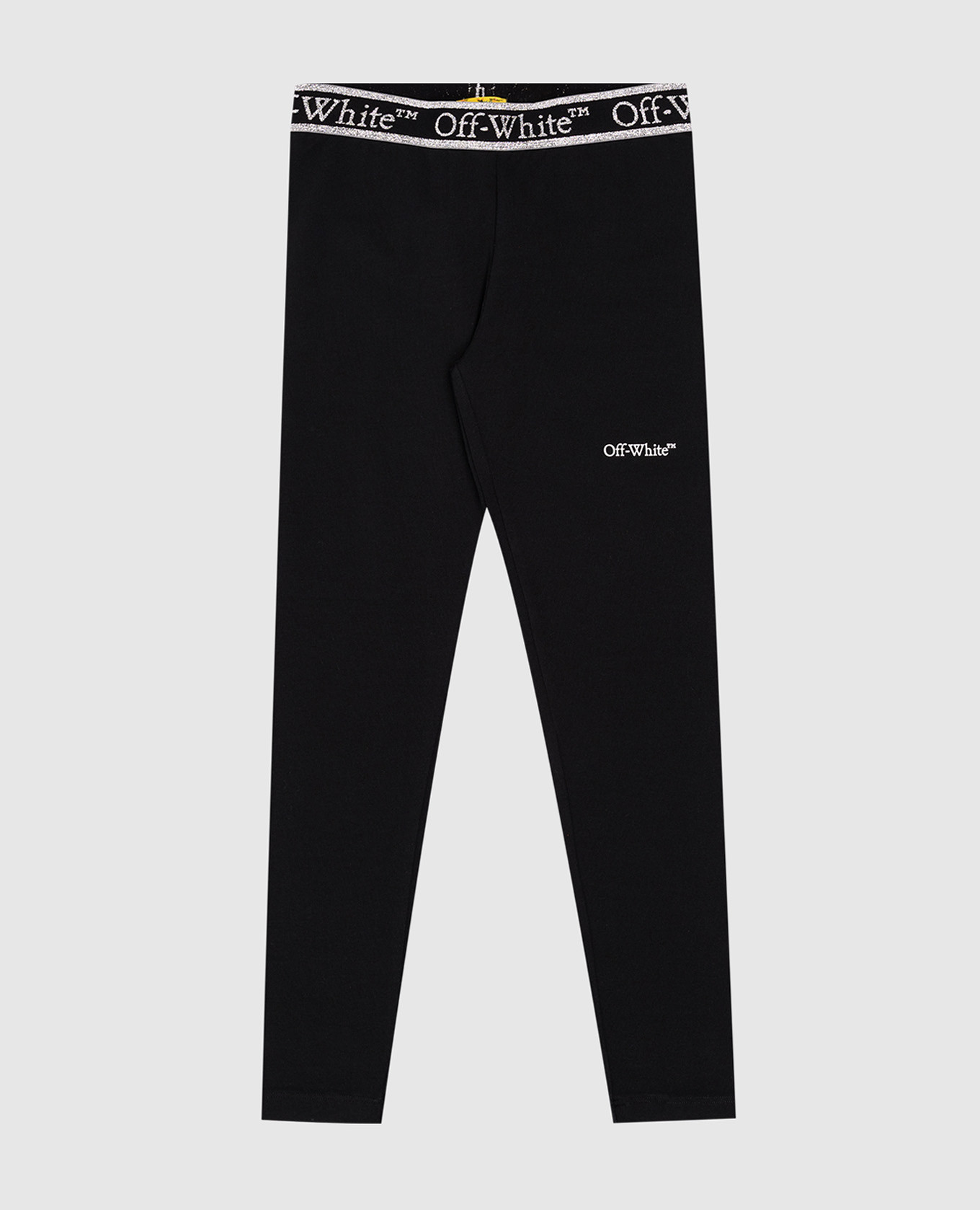 Children's black leggings with a logo pattern off-white