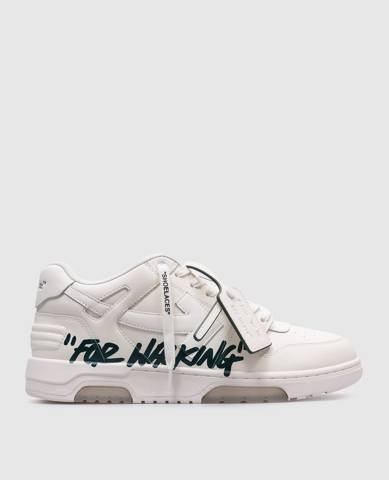 

Out of Office white leather sneakers with a print of the inscription Off-White