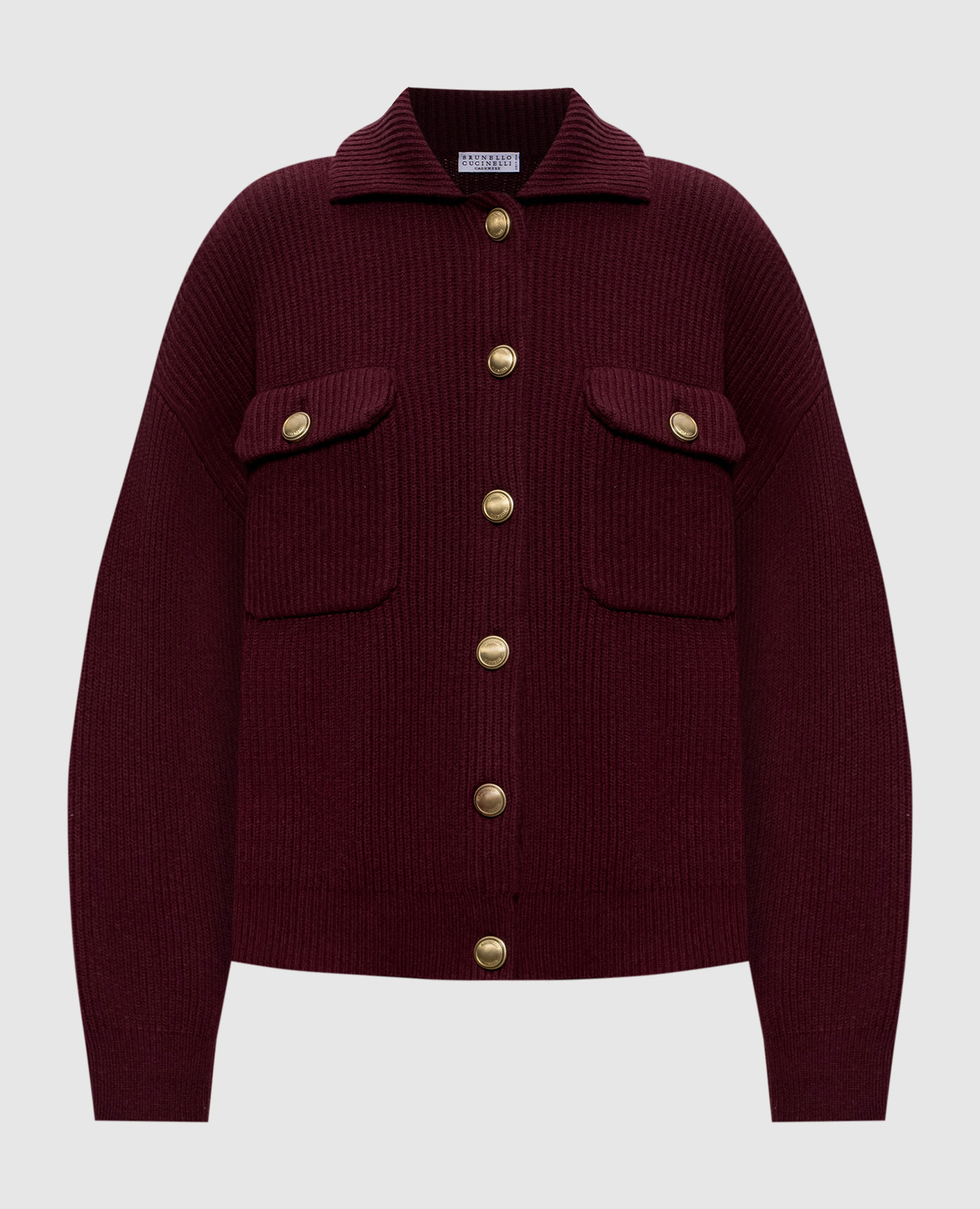 

Burgundy cardigan made of wool, cashmere and silk Brunello Cucinelli