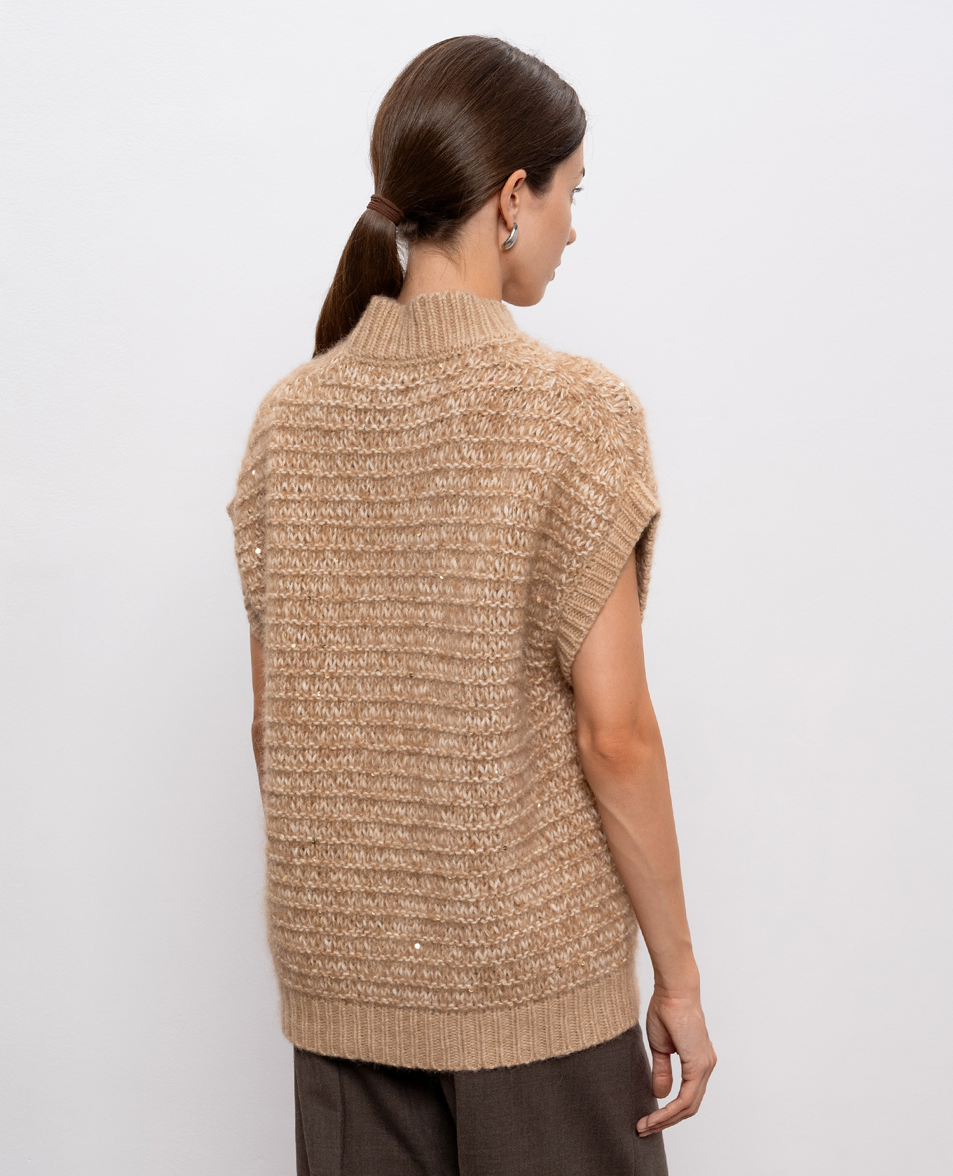 Beige alpaca wool vest with sequins Peserico 4