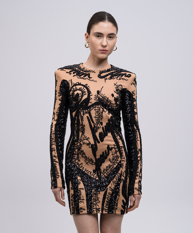 Balmain - Beige embroidered mini dress EF1R9268PC72 - shop with Estonia delivery at Symbol Balmain - Beige embroidered mini dress EF1R9268PC72 - shop with Estonia delivery at Symbol
