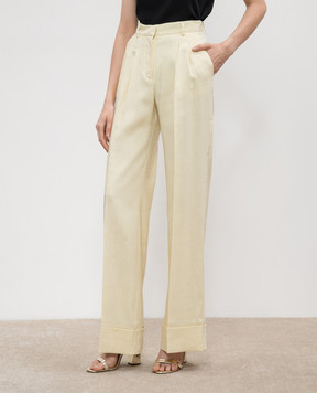 The Andamane Nathalie yellow pants with linen TM150407ATNL009