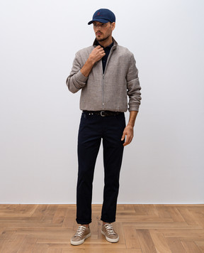 Brunello Cucinelli Blue polo shirt with woven pattern M29203305