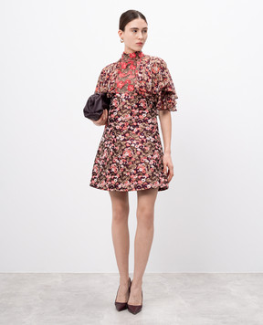 Giamba Burgundy dress with silk in a floral pattern SG5170