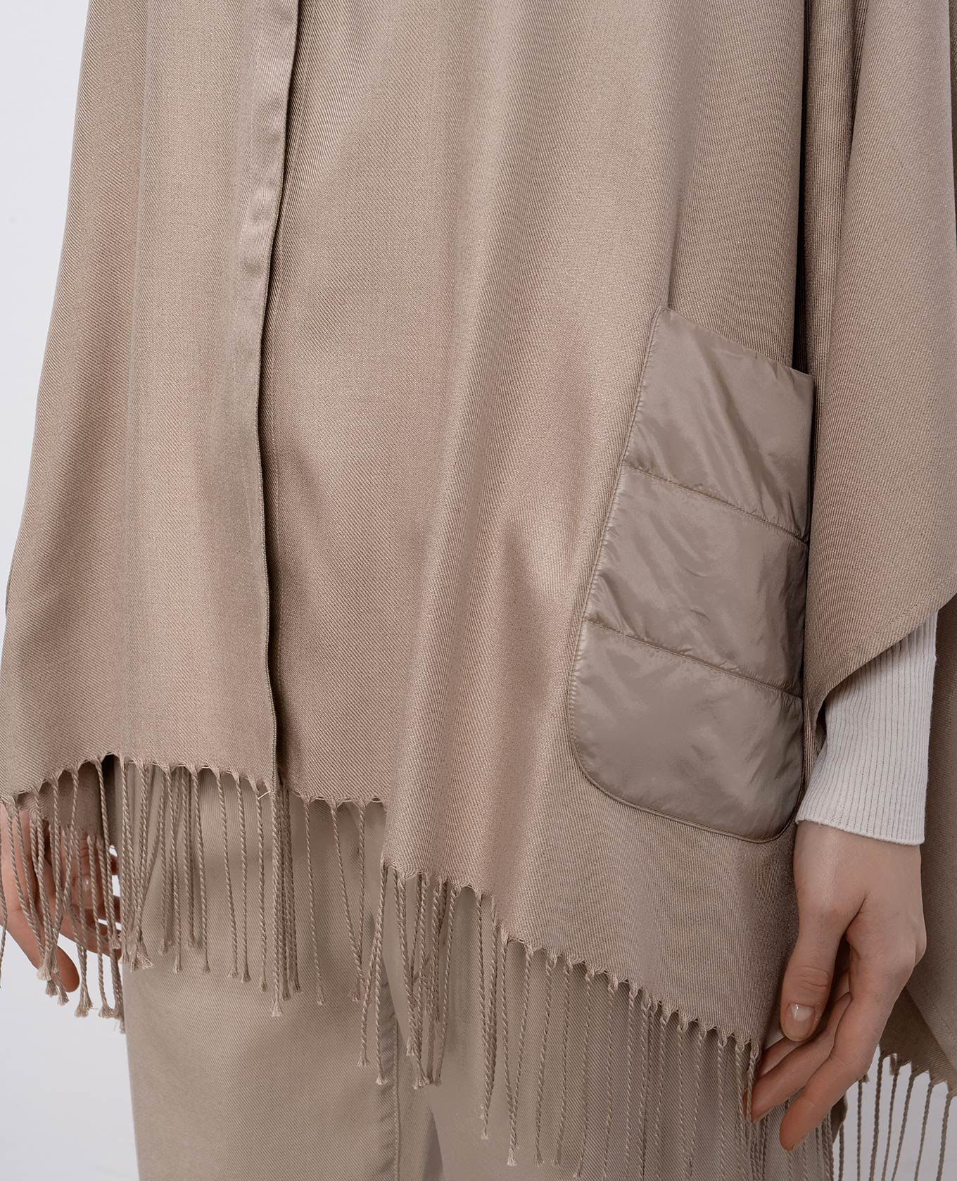 Beige silk poncho with fringe Herno 5
