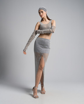 Santa Brands Silver maxi skirt with crystals MAXISKIRTSLITLINING