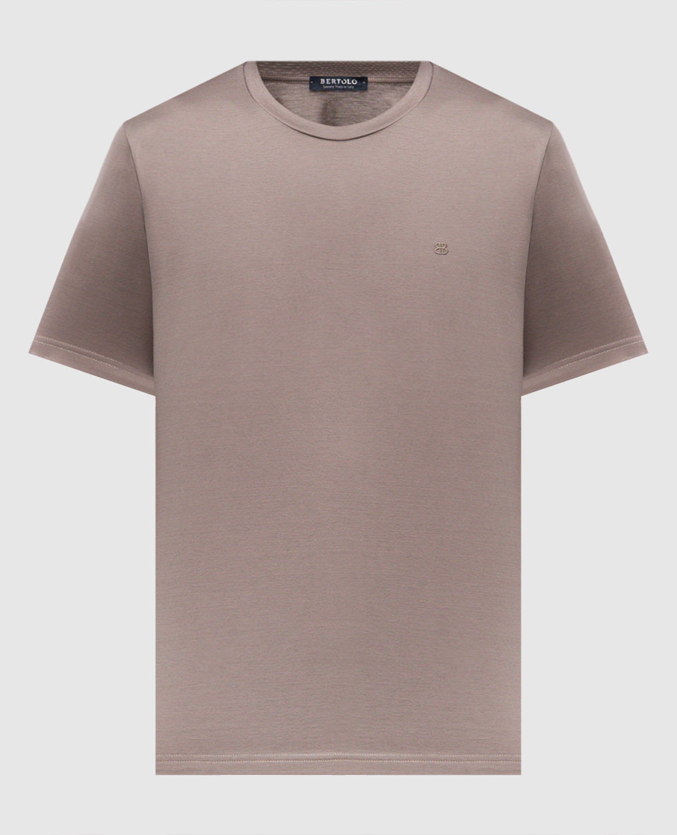 Brown T-shirt with embroidered emblem Bertolo Cashmere