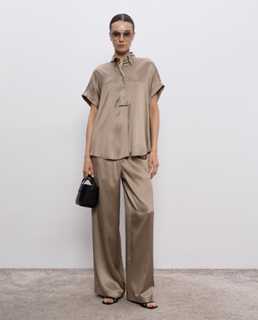 Brunello Cucinelli Beige silk top with monil chain M0C59RA915