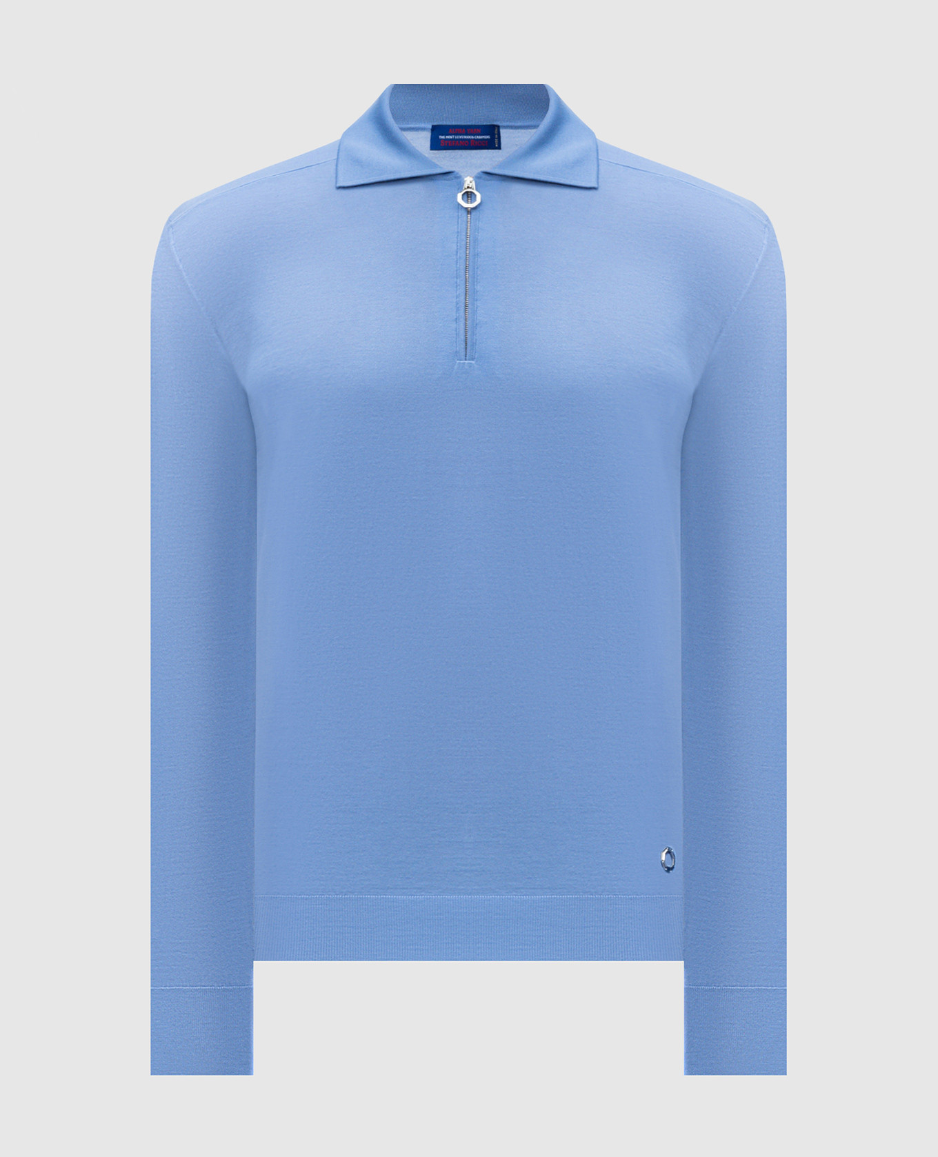Blue cashmere polo shirt