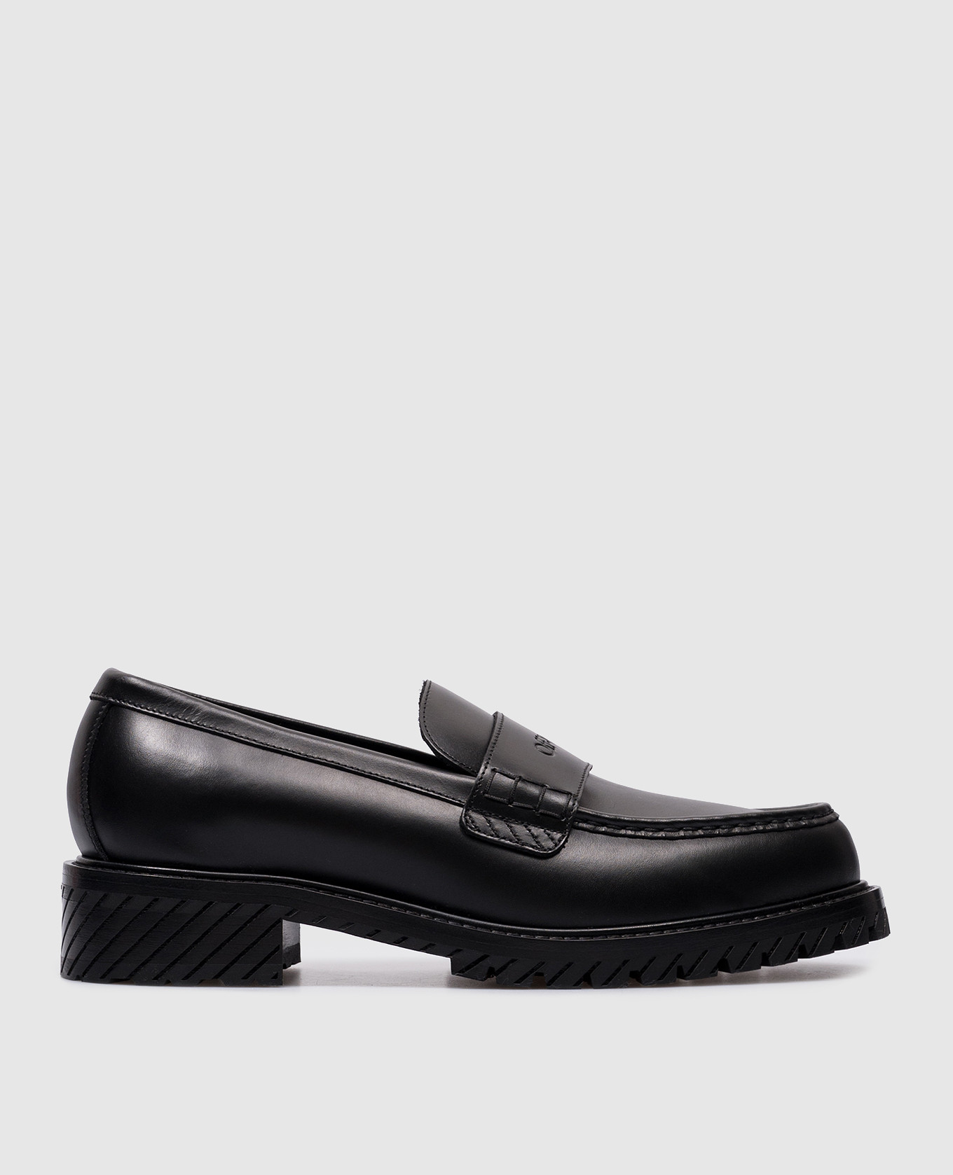 

Military black leather loafers with embossed logo Off-White