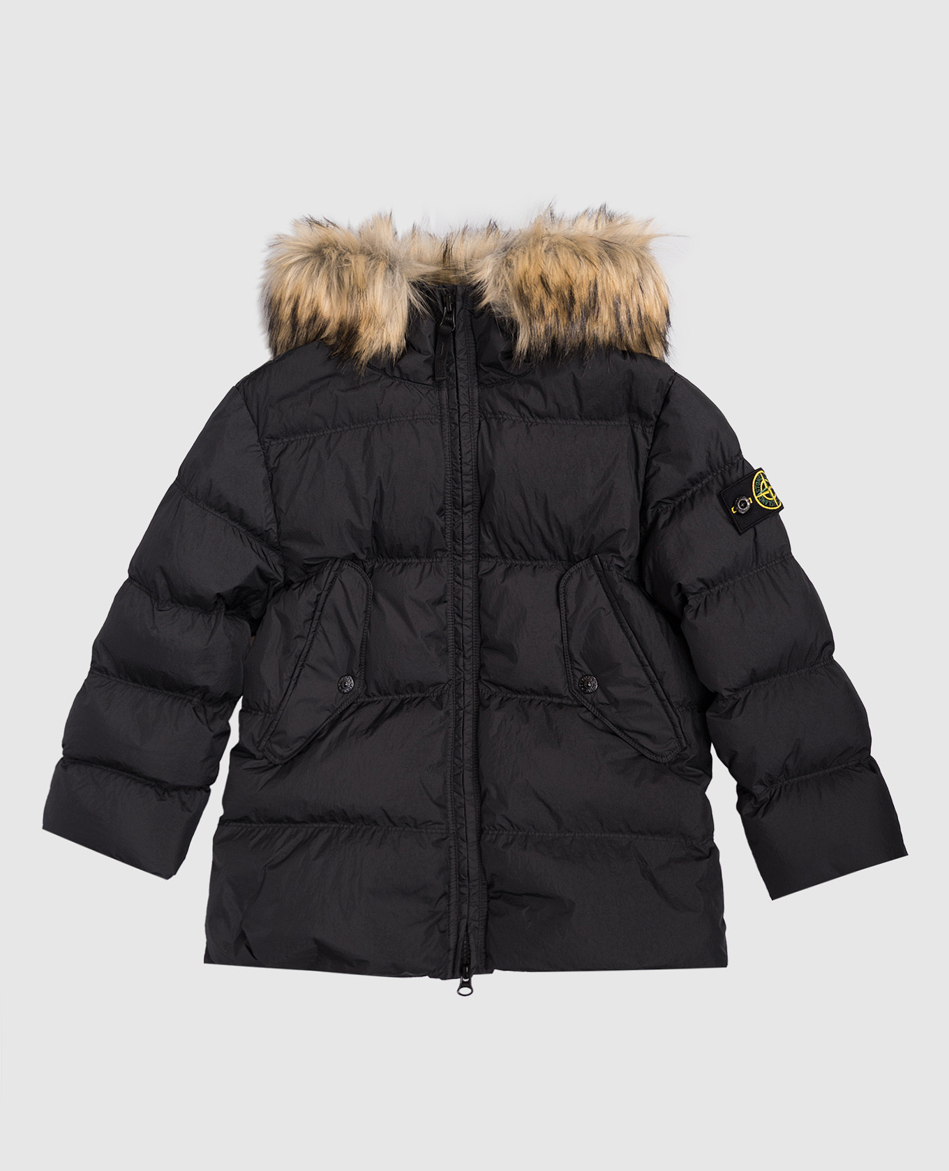 

Children's black down jacket with logo Stone Island