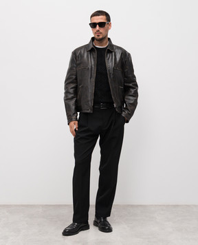 Dolce&Gabbana Black wool and silk jumper with logo pattern GXX02TJGMAC