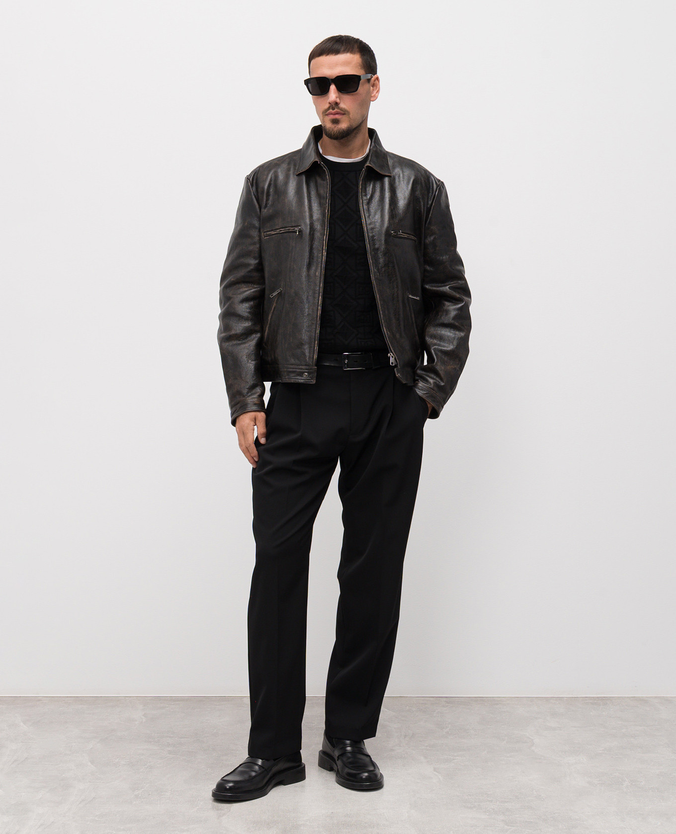 

Black wool and silk jumper with logo pattern Dolce&Gabbana