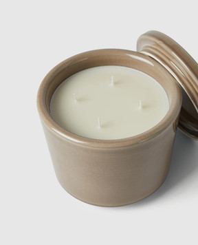 Brunello Cucinelli A candle with the aroma of white tea in a ceramic candle holder with a crackle effect MLCAND440