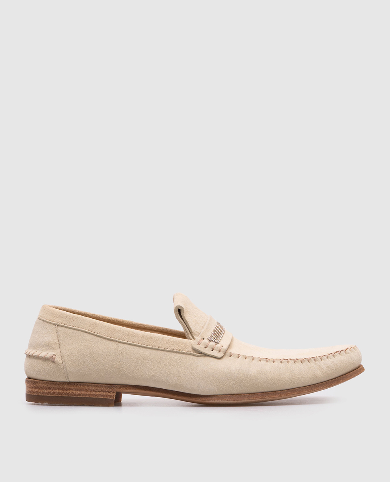 

Beige suede loafers with monil chain Brunello Cucinelli