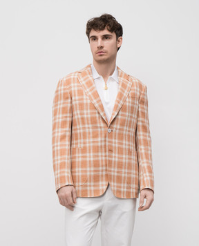 Stefano Ricci Orange wool and silk check jacket M1RMGD22T0LP64HA