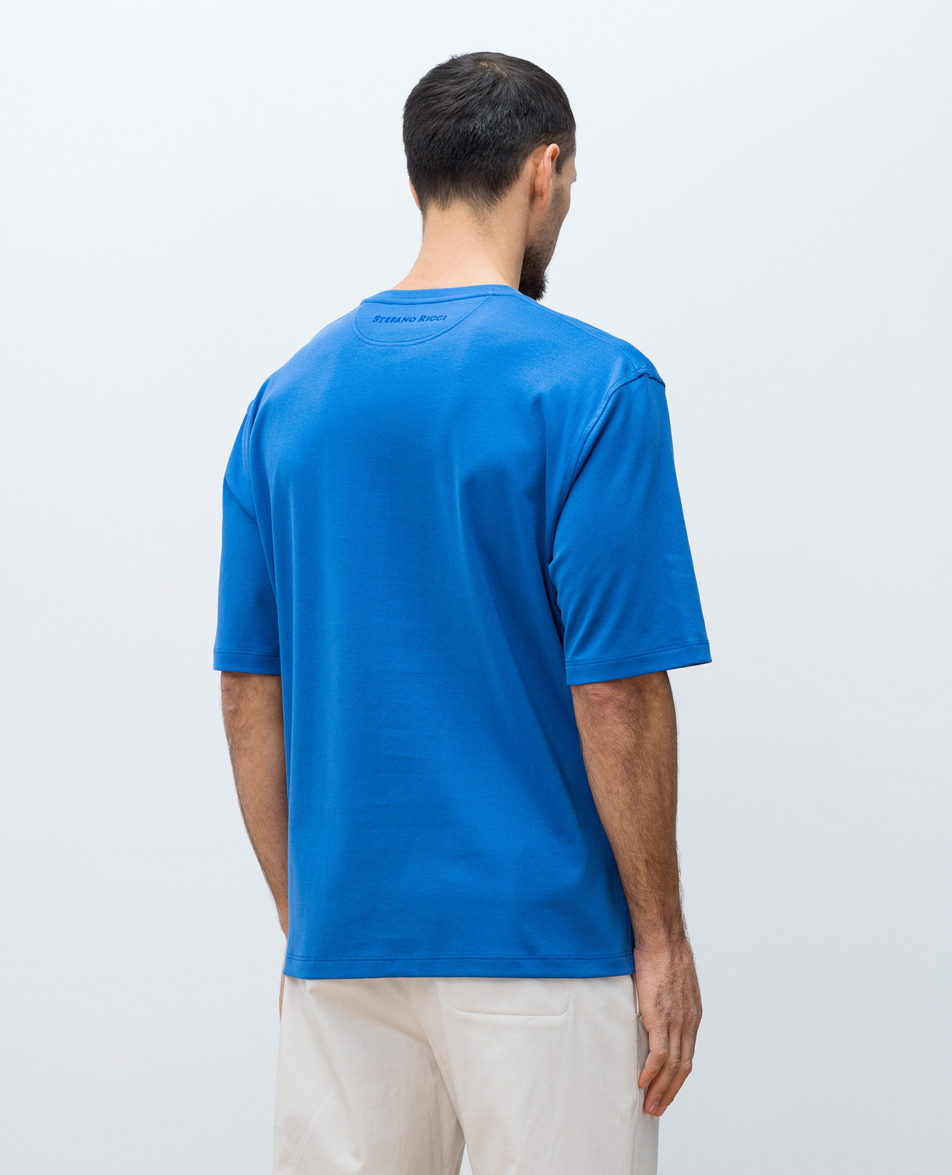 

Blue T-shirt with embroidered logo Stefano Ricci